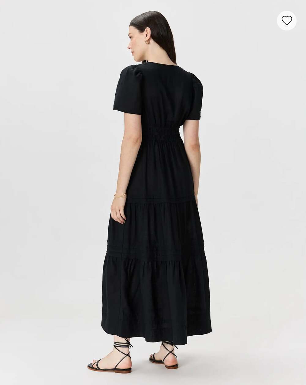 QUINCE Black 100% European Linen Tiered A-Line Maxi Dress, Size L - Picture 4 of 14